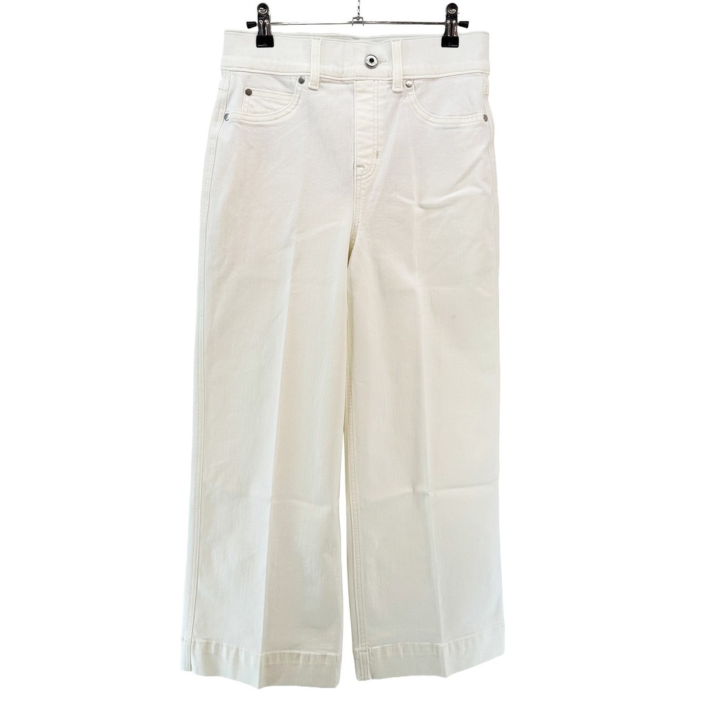 SPANX Crop Wide Leg High Rise Jeans NWT • Small • Chalk Wash white • Chic preppy